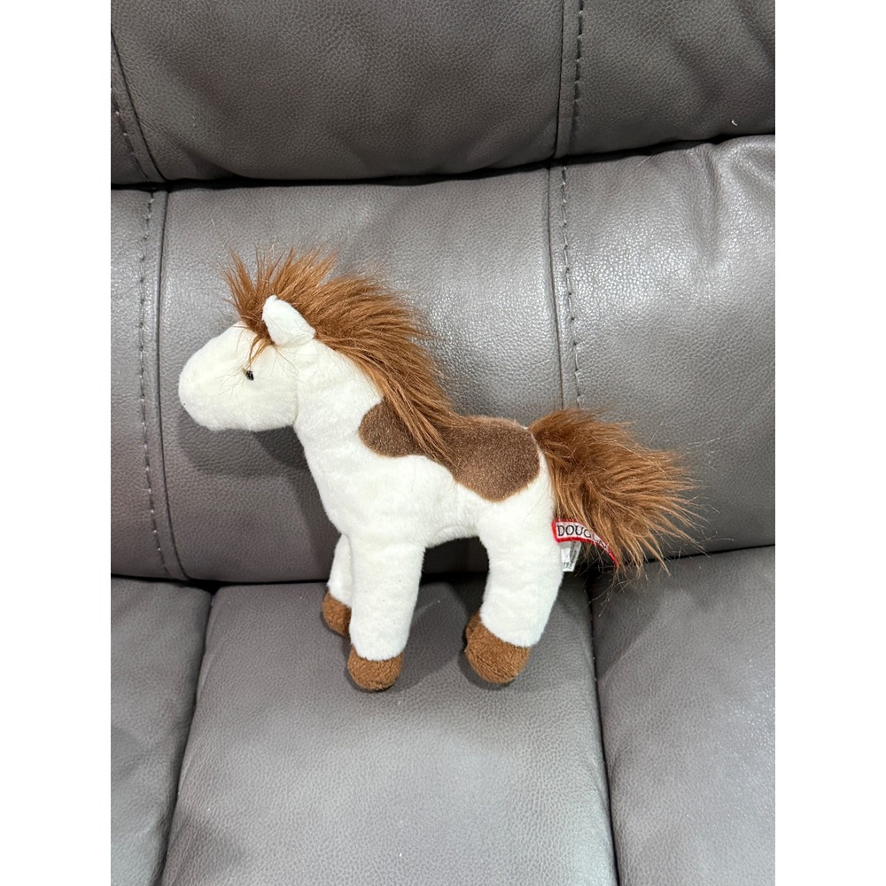 Douglas Cuddle Toys Horse Plush White Brown Pinto Paint Stuffed Animal Standing